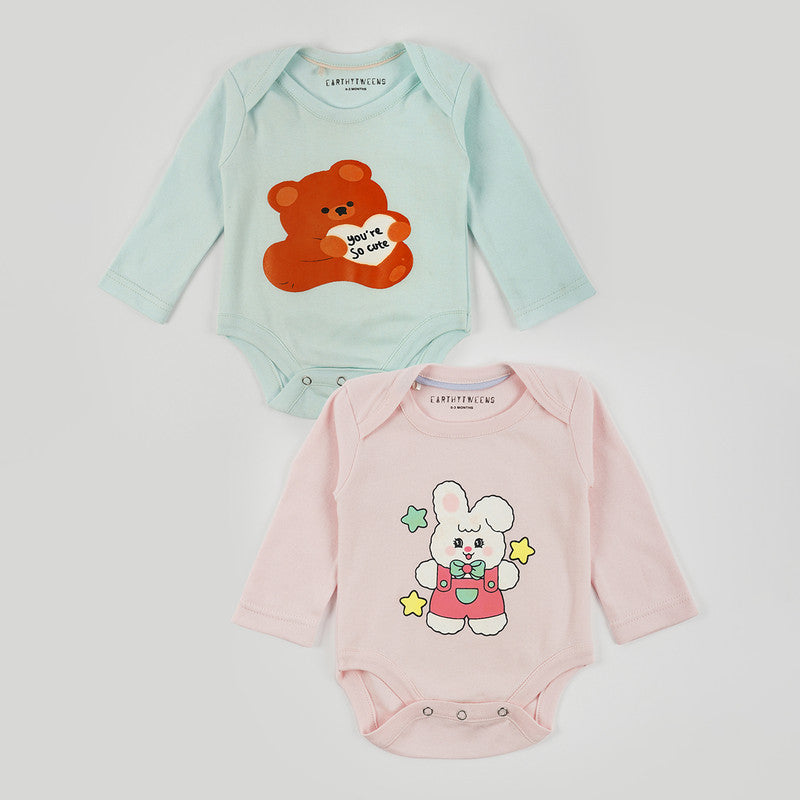 Cotton Baby Onesie | Bunny & Teddy Combo Set | Set of 2