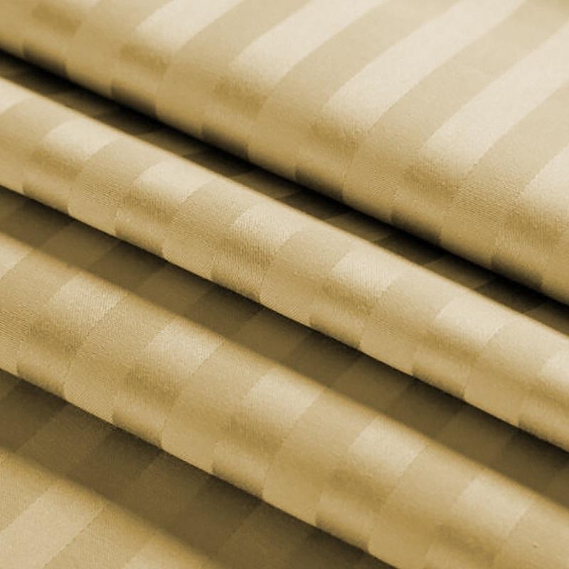 Antimicrobial 100% Cotton Sateen Striped Champagne Bedsheet