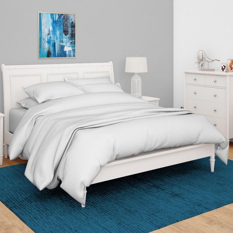 Antimicrobial 100% Cotton Sateen Striped White Bedsheetset