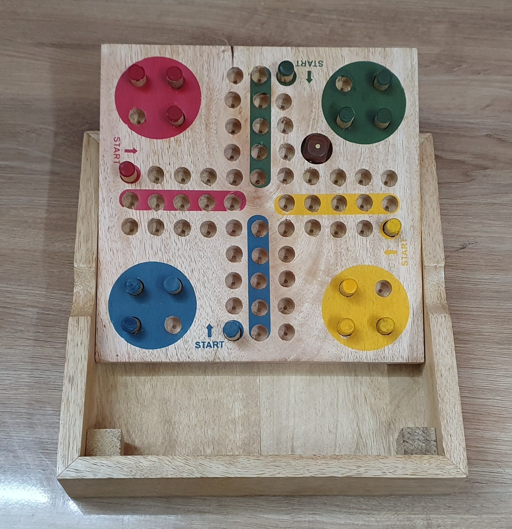 Handmade Wooden Ludo Travel Board Game for Kids and Adult