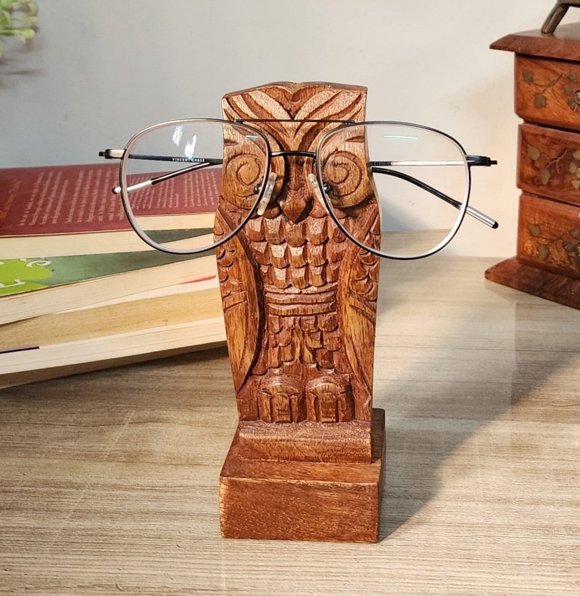Owl Lovers Gift- Wooden Spectacle Stand for Men & Women