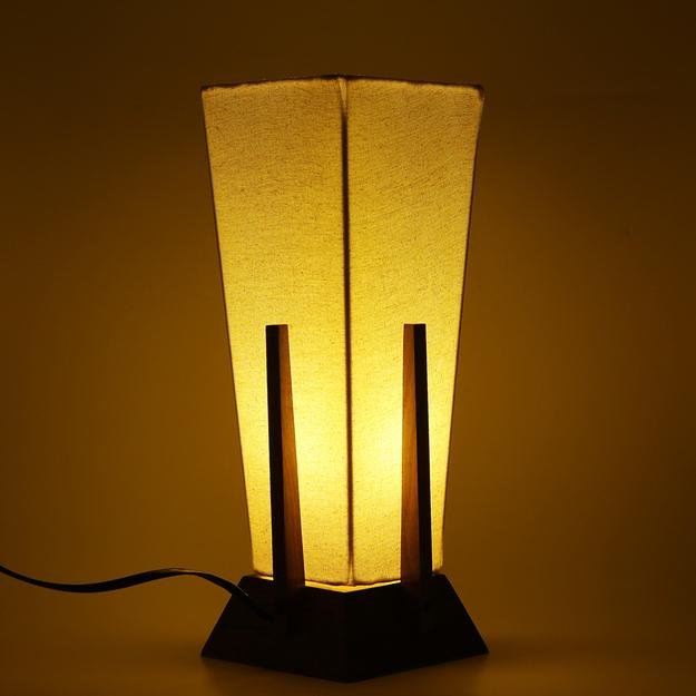 Wooden Table Lamp for Bedroom | Home Decorative (Brown - 14'' Inch x 14" inch)