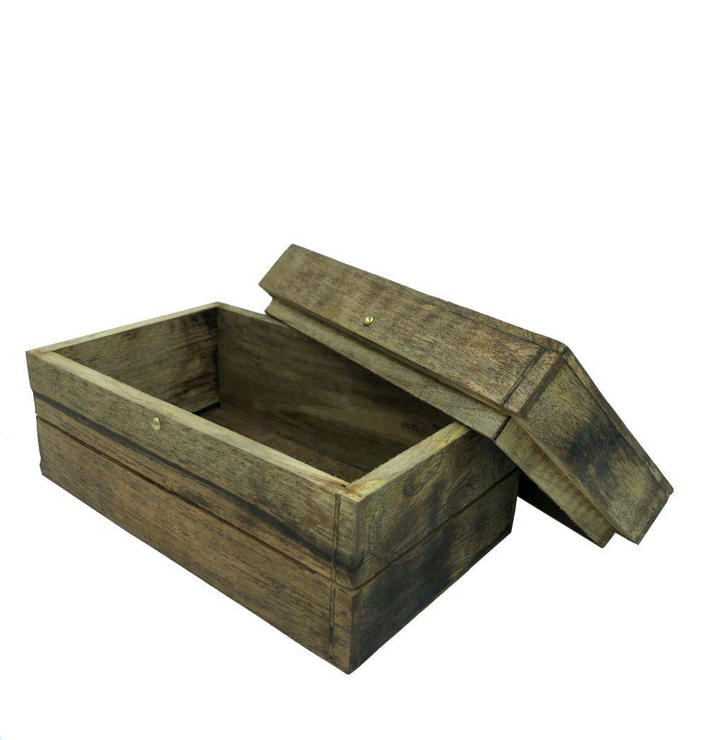 Rustic Wooden Bread Box with Lid or Multi-utility Box | Made of Mango Wood