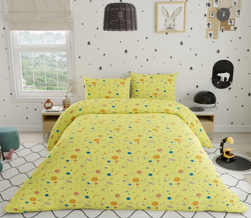 Space Galaxy 100% Cotton Antimicrobial Kids Bedsheet Set