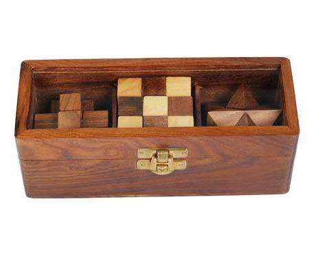 Wooden 3D Puzzles Game 3-in-1 Brain Teaser Game for Kids