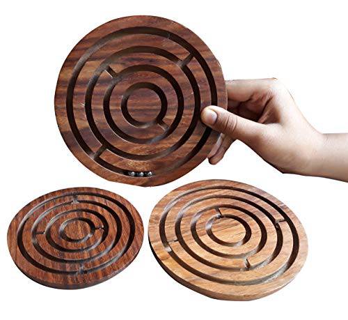 Wooden Labyrinth Board Game Ball in Maze Puzzle Goli Game