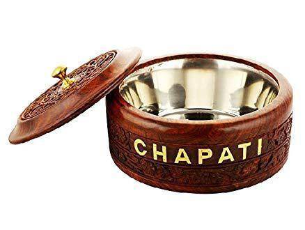 Seasoned Sheesham Wood and Stainless Steel Engraved Casserole