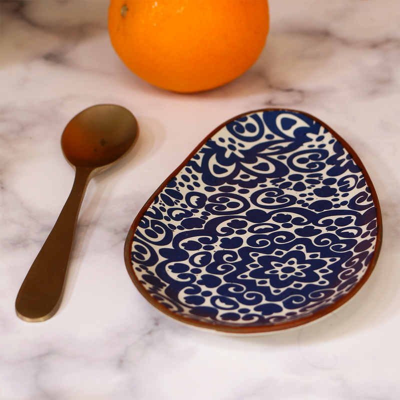 Ceramic Platter | 7.5 inch | Almond Shaped | Blue