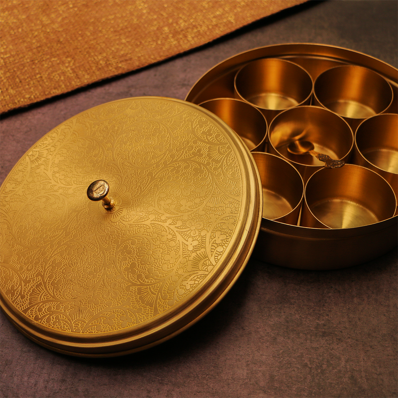 Brass Masala Daani | Set of 7 Containers