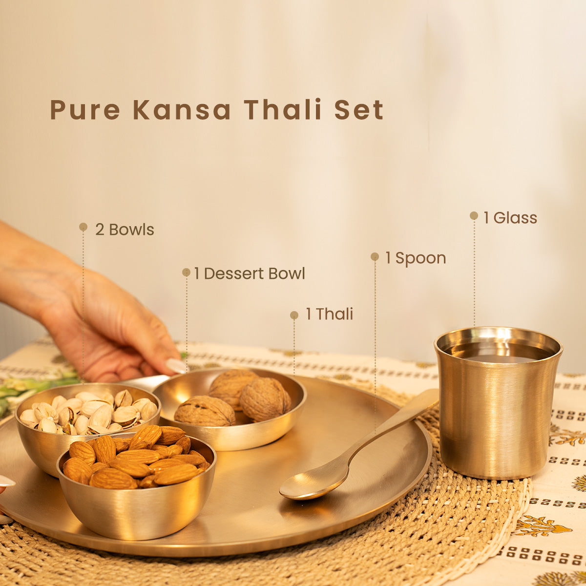 Kansa Thali Set of 6 | 36 Pieces | 11 inches | Boost Immunity