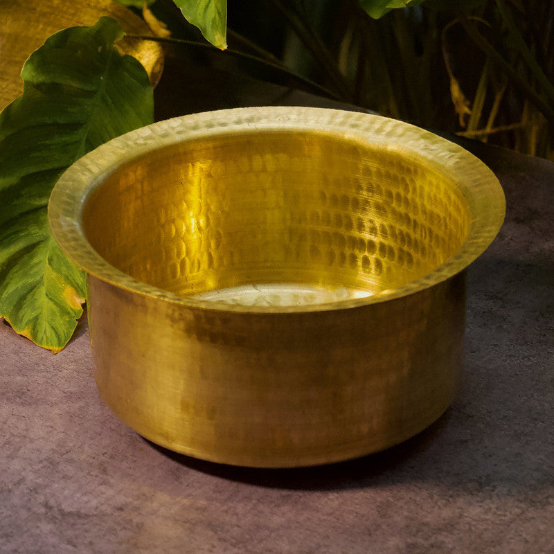 Brass Hammered Patila | Traditional | Golden | 7 Litre