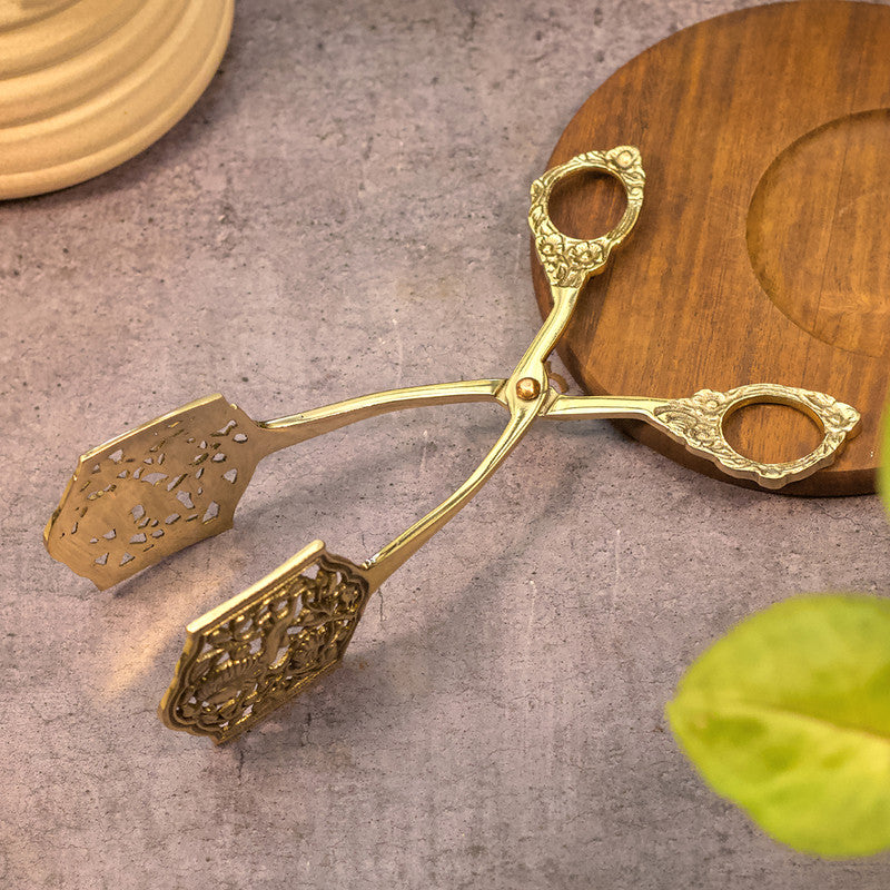 Vintage Finish Brass Tongs | Gold