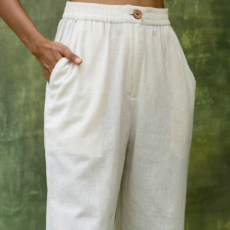 Upcycled Solid Pant For Women| Comfortable Fit | White