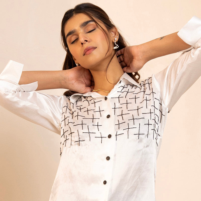 Gaji Silk Shirt For Women | White