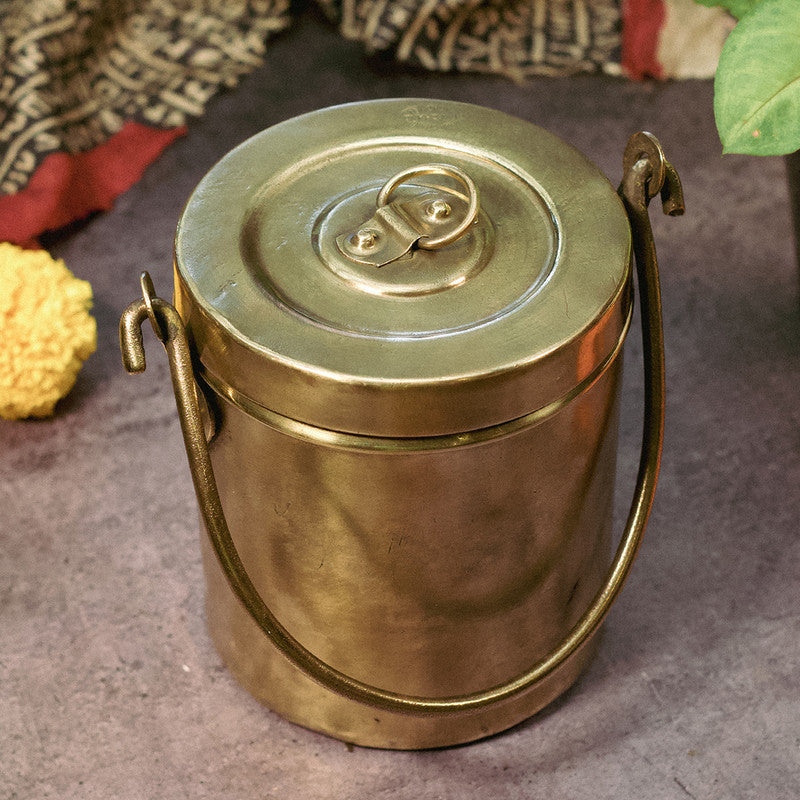 Brassware Storage Box | Bharni | Golden