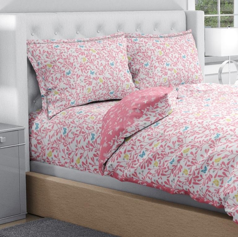 100% Pure Cotton Butterfly Floral Bedsheet Set