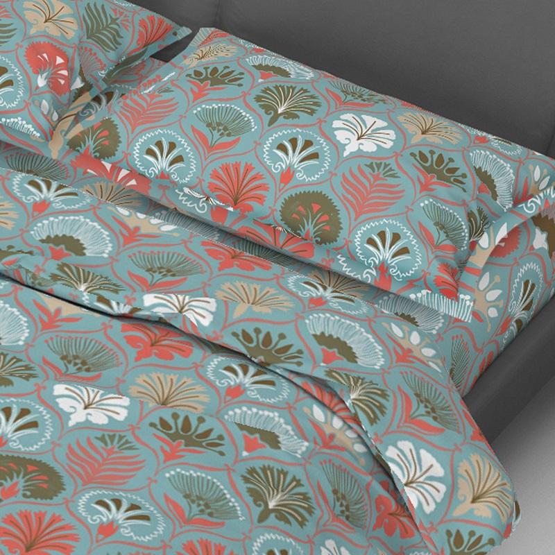 100% Pure Cotton Folk Floral Bedsheet Set