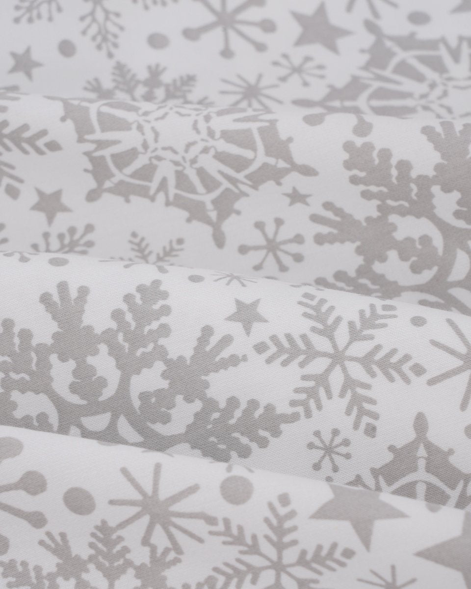 100% Pure Cotton Snow Flake White/Grey Bedsheet Set