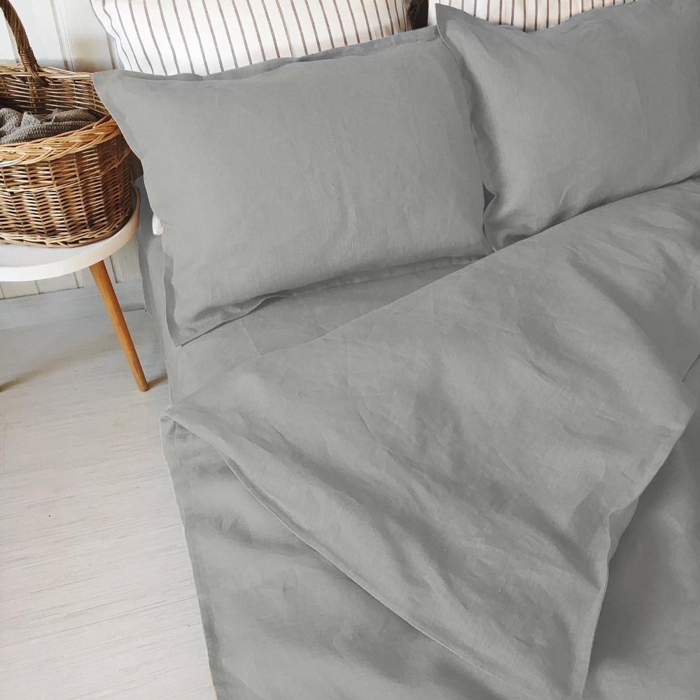 100% Pure Linen Cool Grey Luxury Bedsheet Set