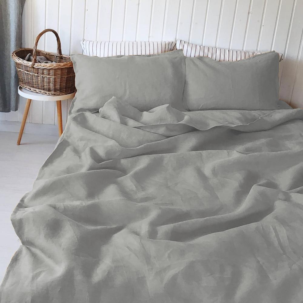 100% Pure Linen Cool Grey Luxury Bedsheet Set