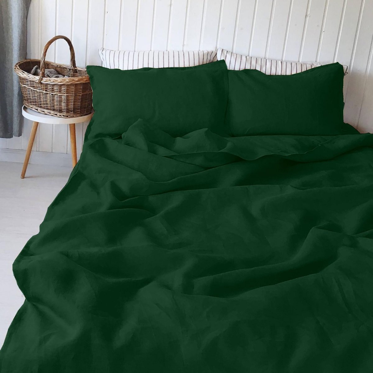 100% Pure Linen Jo Green Luxury Bedsheet Set