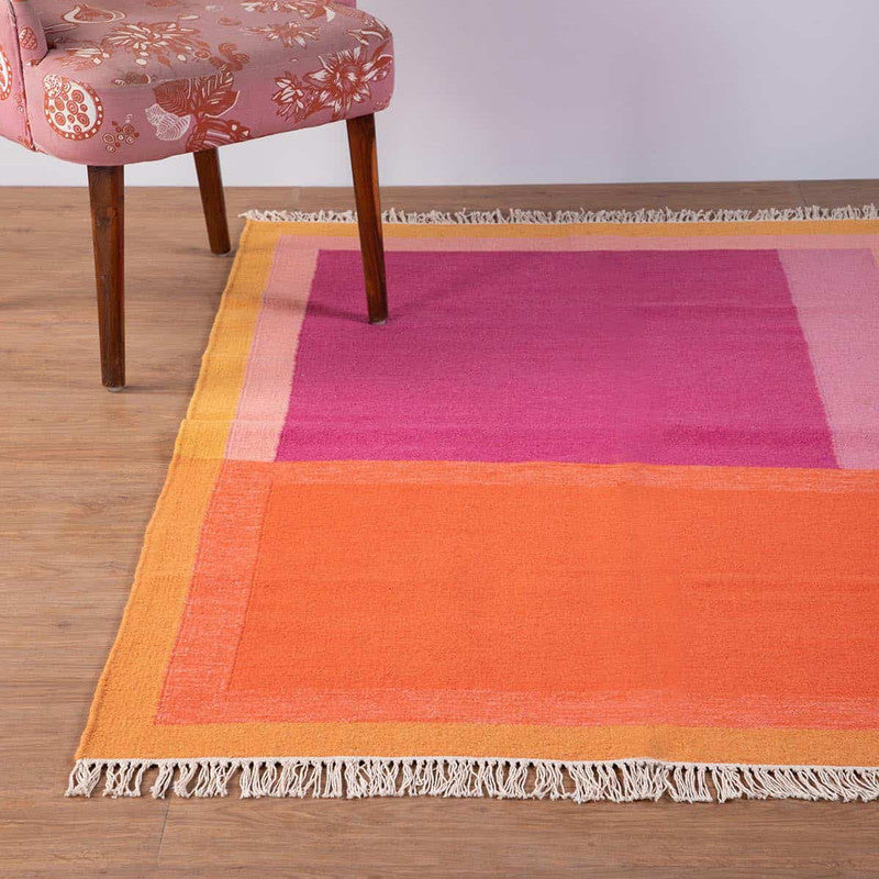 Cotton Woven Rug | Rose Door | Multicolour | 4 x 6 Feet