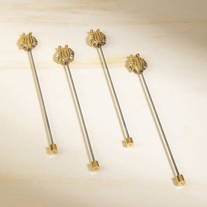 Brass & Steel Stirrer | Aphim Pod | Set of 4