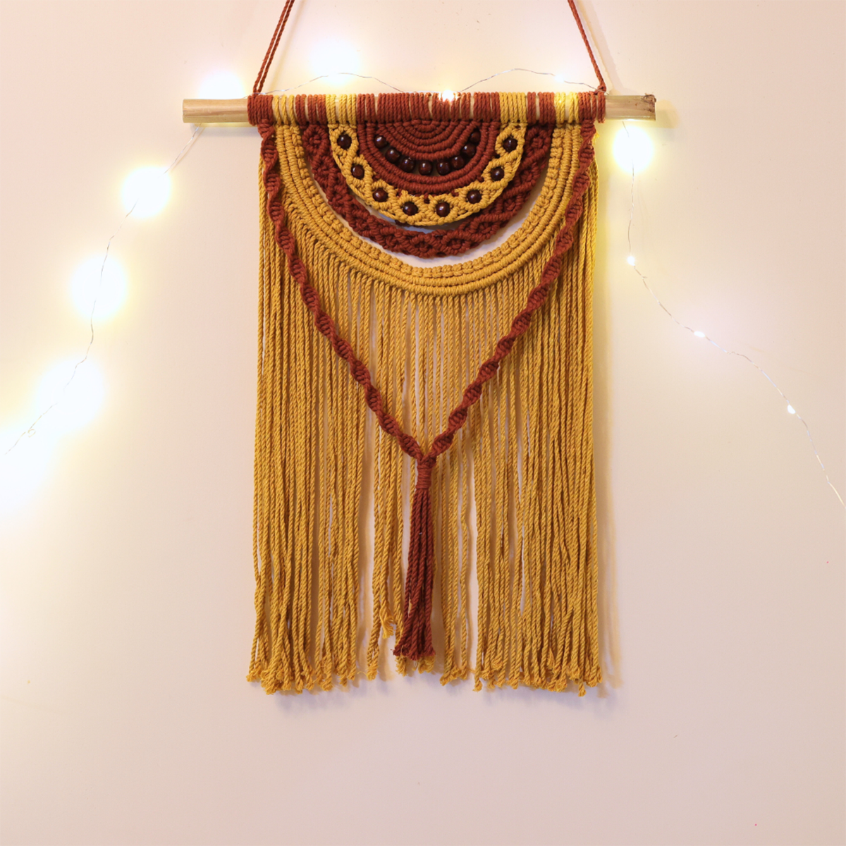 Cotton Macrame Desire Wall Hanging | Yellow & Brown