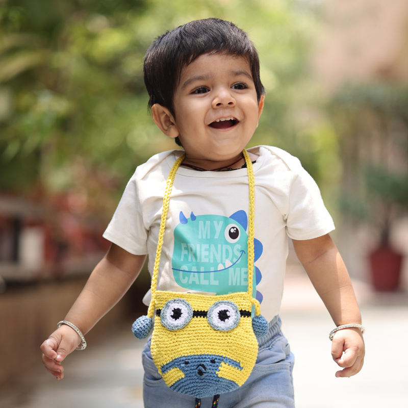 Cotton Minion Crochet Bag For Kids | Sling Bag | Yellow