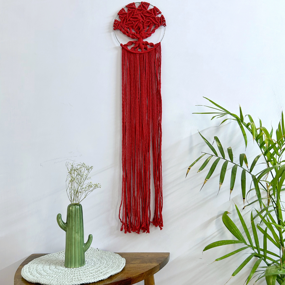 Cotton Macrame Wall Hanging | Tree of Life | Red