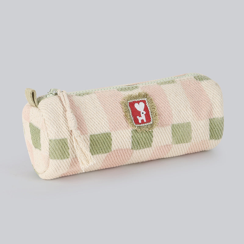 Cotton Denim Pencil Case Bag For Kids | Green & Pink