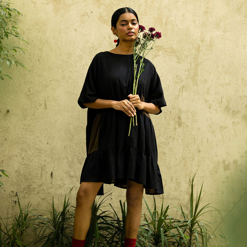 Upcycled Solid dress | Oversized | Black