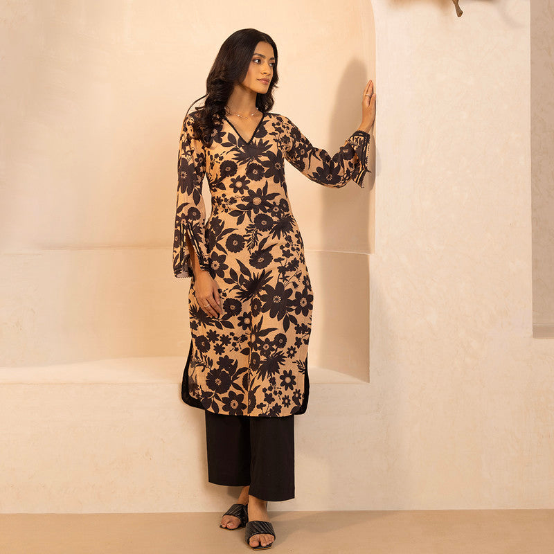 Cotton Kurta For Women | Printed | Black