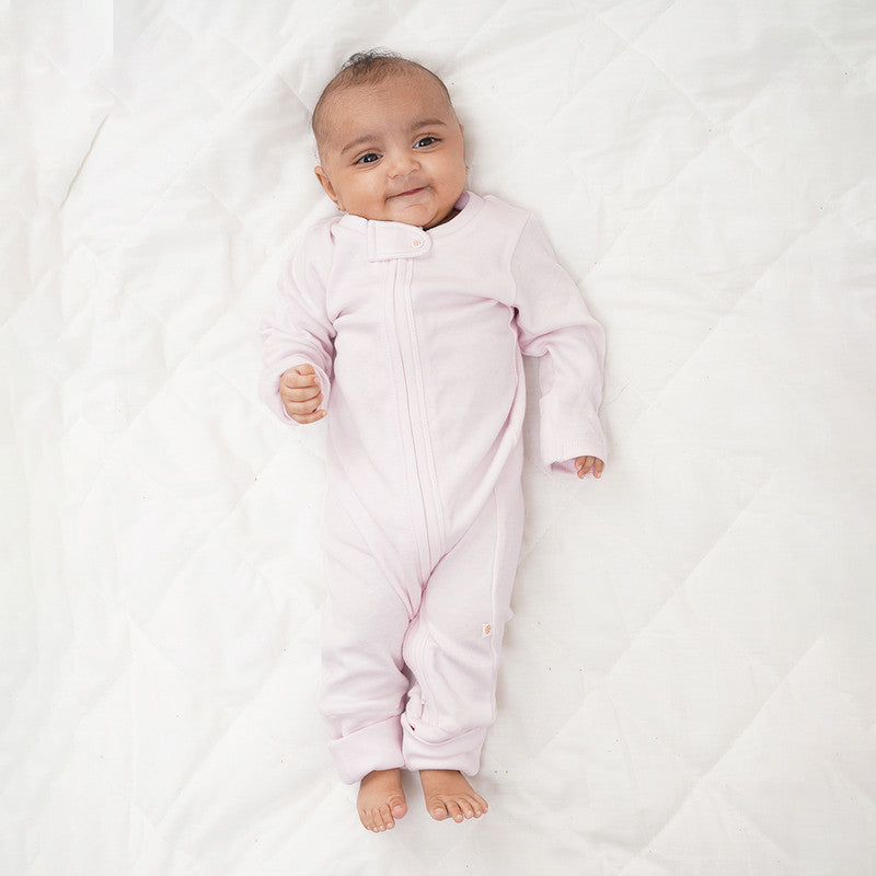 Bamboo Cotton Sleepsuit for Kids | Solid Printed | Full Sleeve | Pink