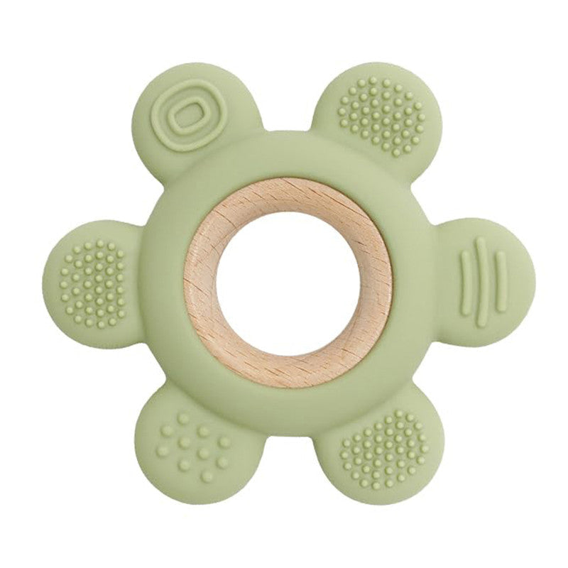 Wooden Flower Teether For Babies | Assorted Colours | Set of 1