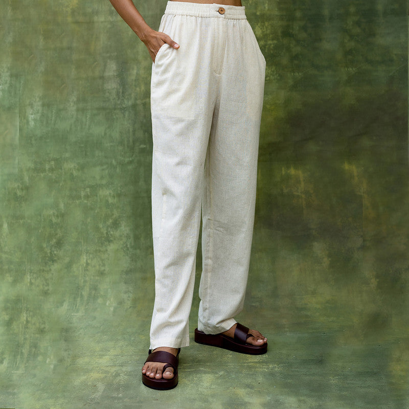 Upcycled Solid Pant For Women| Comfortable Fit | White