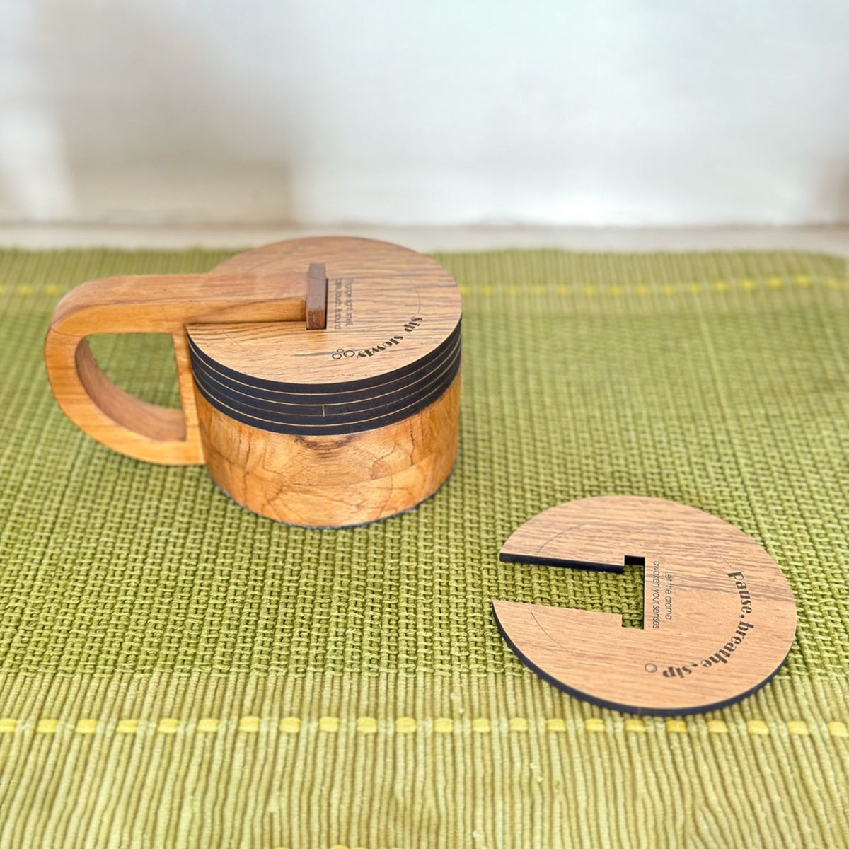 Wooden Conscious Sips Coaster | Brown