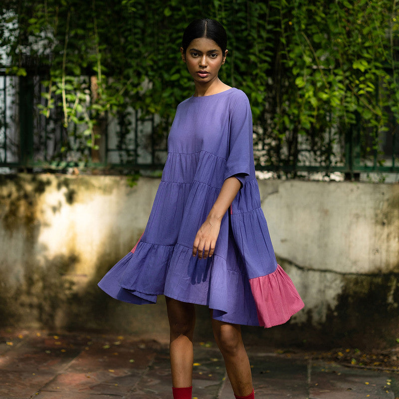 Upcycled Solid dress | Oversized | Purple