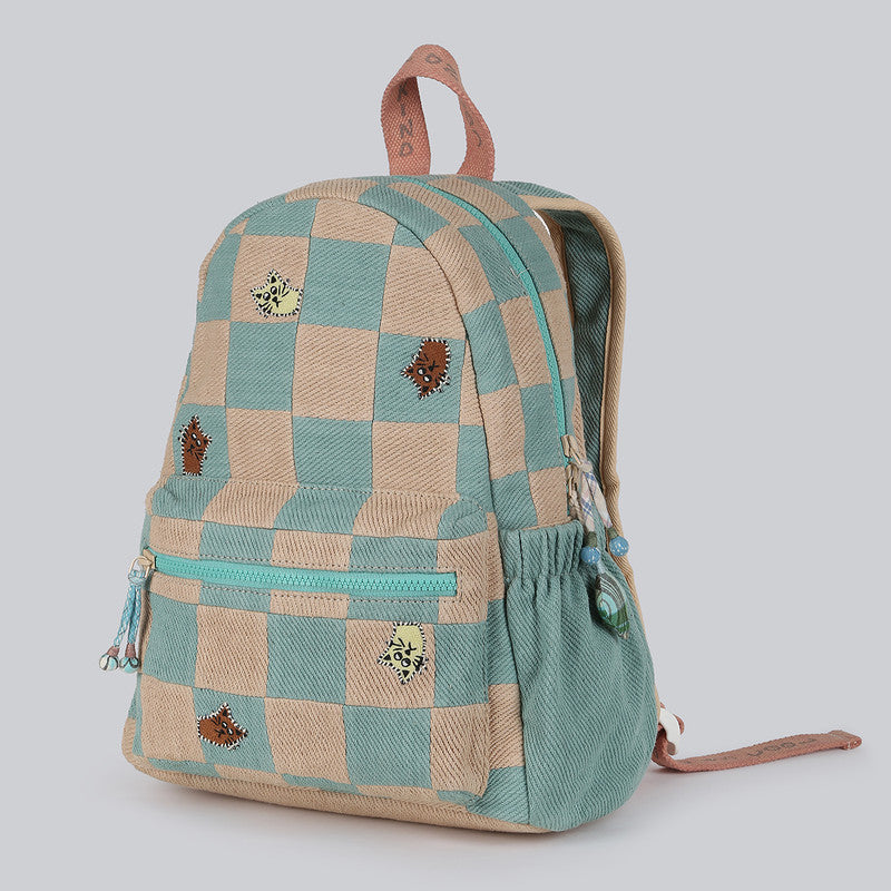 Cotton Denim Backpacks For Kids | Beige & Blue