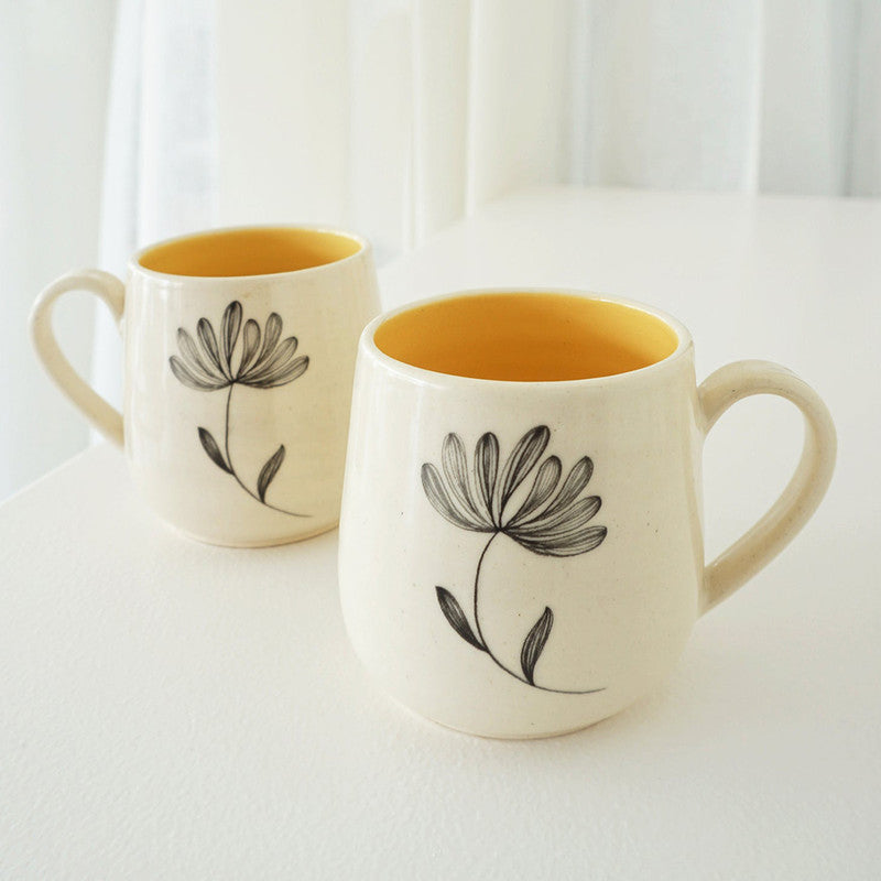 Stoneware Coffee Mug | Ivory & Mustard | Set of 2