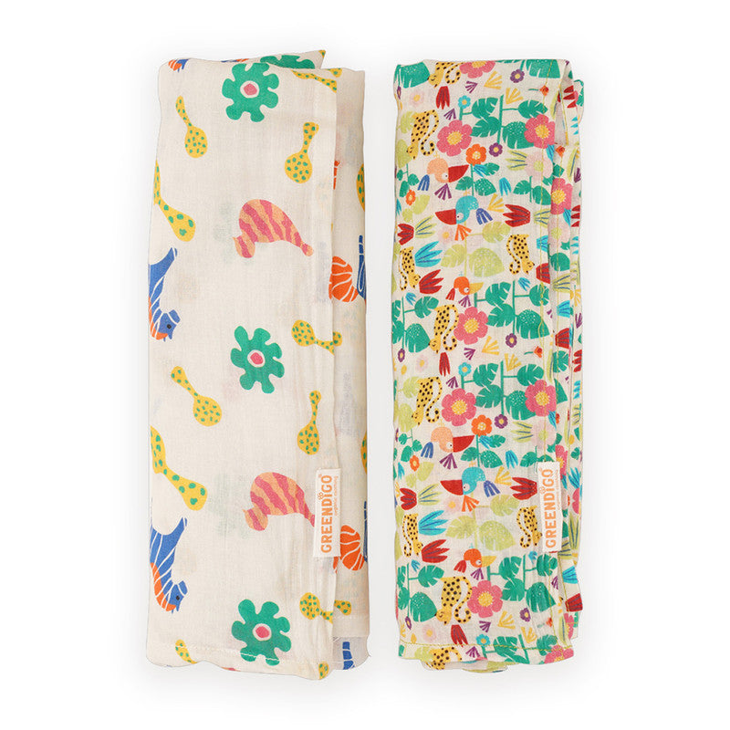 Muslin Cotton Swaddle for Baby | Multicolour | Pack of 2