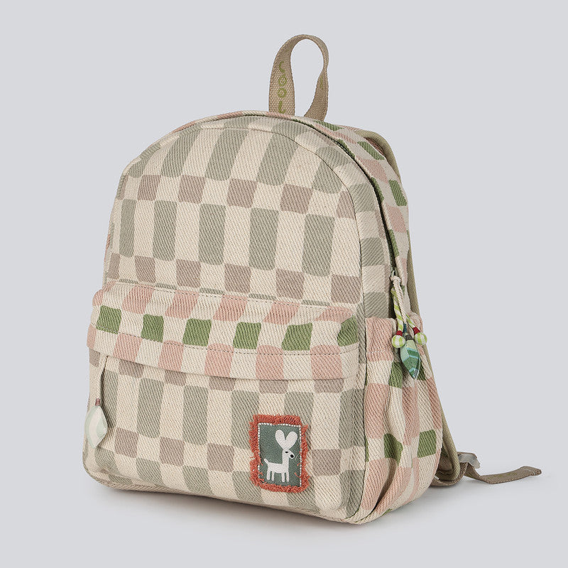 Cotton Denim Backpacks For Kids | Checked Backpack | Multicolour