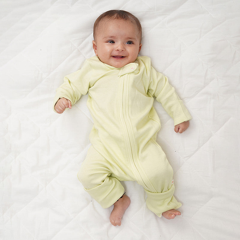 Bamboo Cotton Sleepsuit for Kids | Solid Printed | Full Sleeve | Green