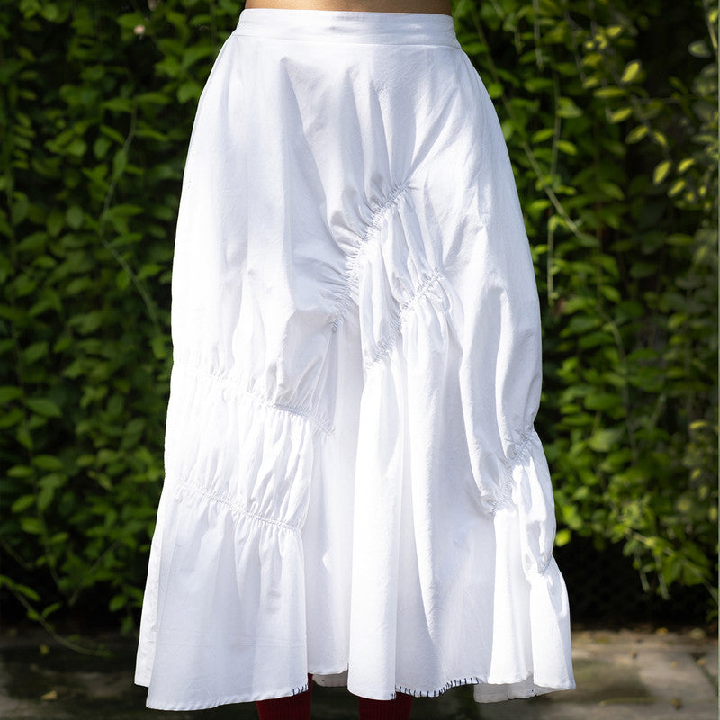 Upcycled Solid Skirt | Regular Fit | White | Women