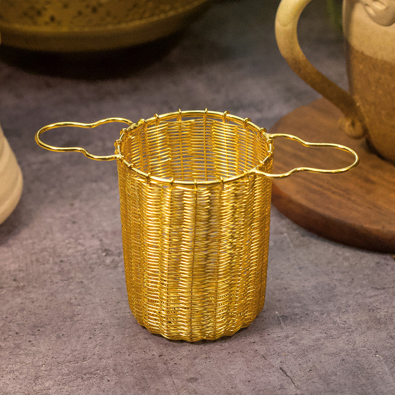 Wire Mesh Cylindrical Tea Infuser | Gold