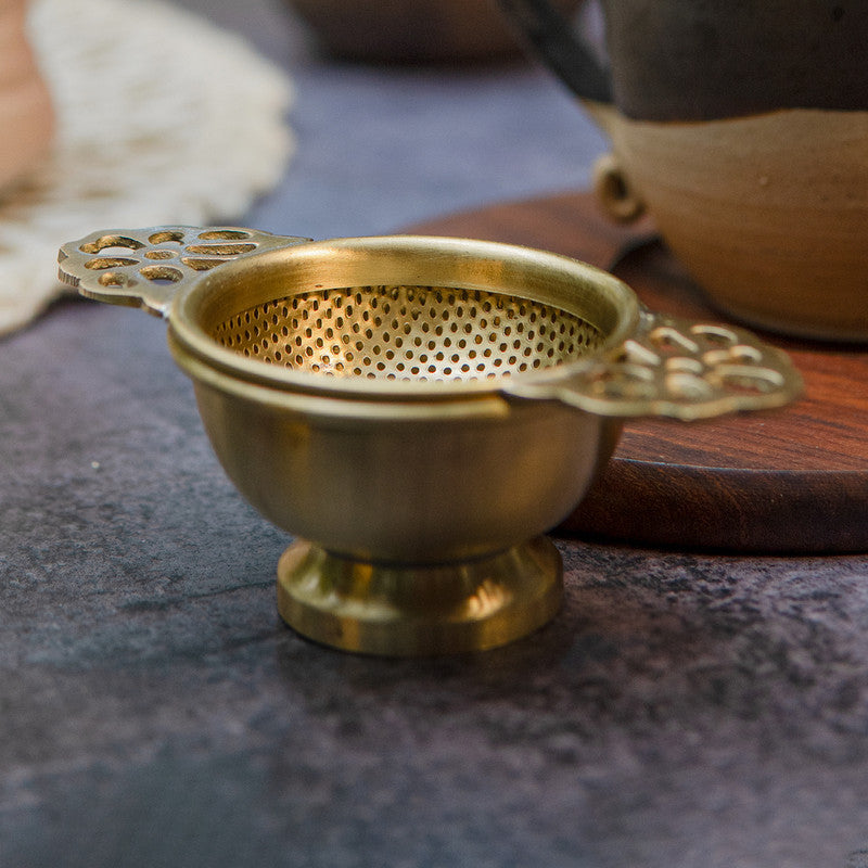 Brass Tea Strainer | Matte Finish | Golden