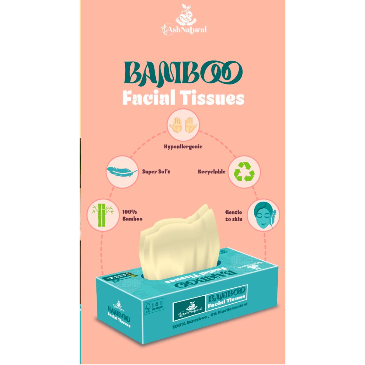 2 Ply Bamboo Facial Tissue- 100 Pulls