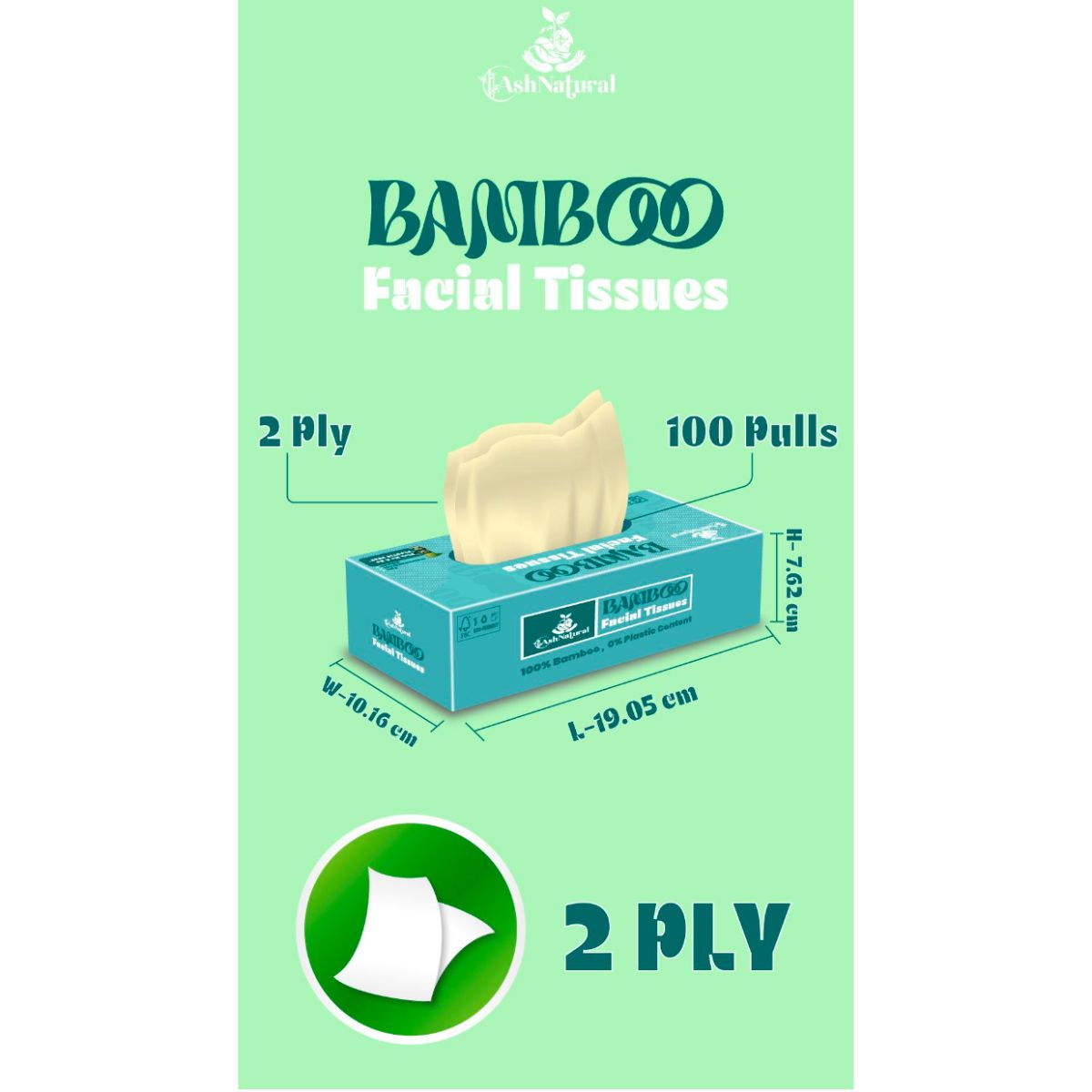 2 Ply Bamboo Facial Tissue- 100 Pulls