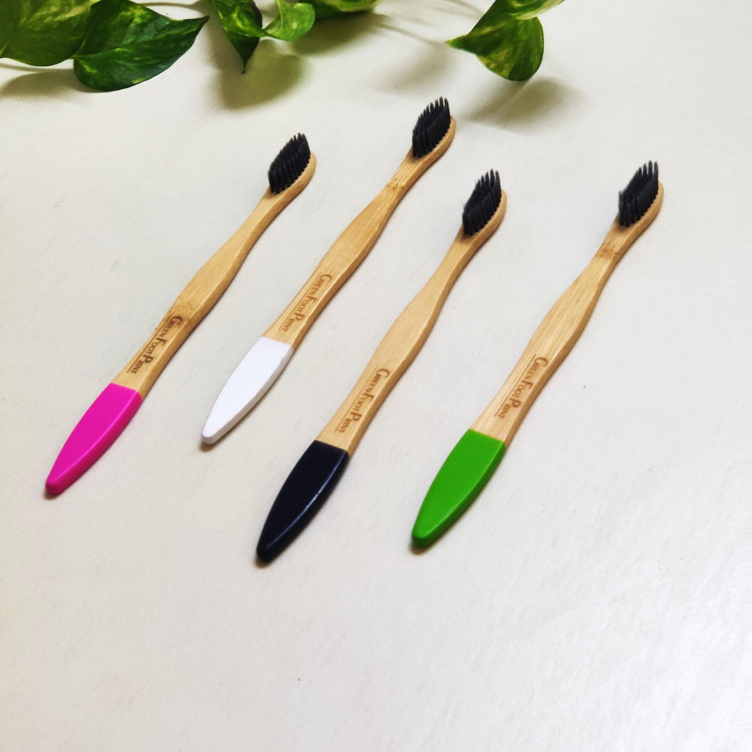 Natural Bamboo Toothbrush - Pack of 4 (Charcoal Bristles)