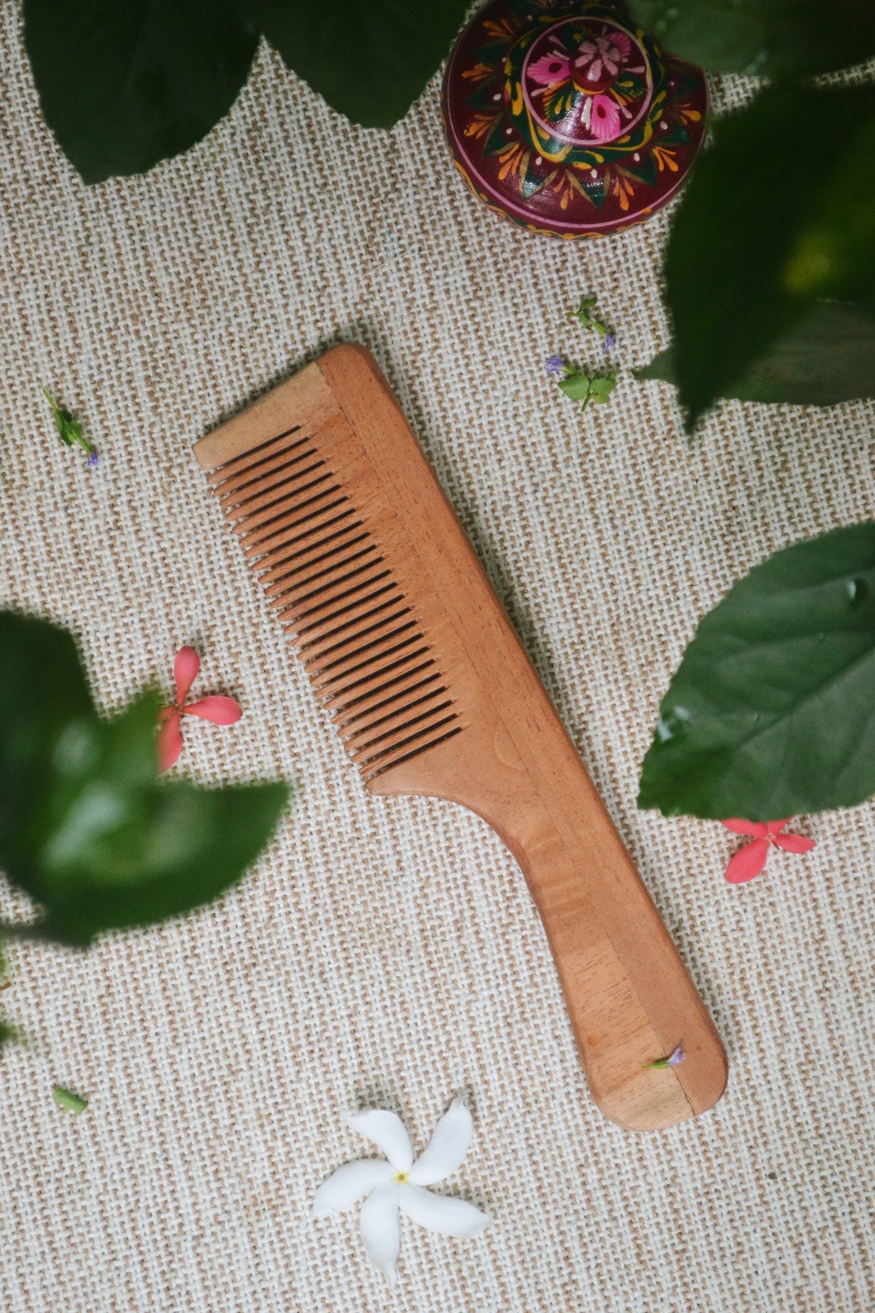 Neem Wood Hair Comb - Handle